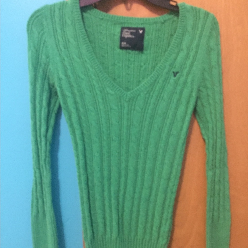 Hollister Bright Green Ribbed Sweater